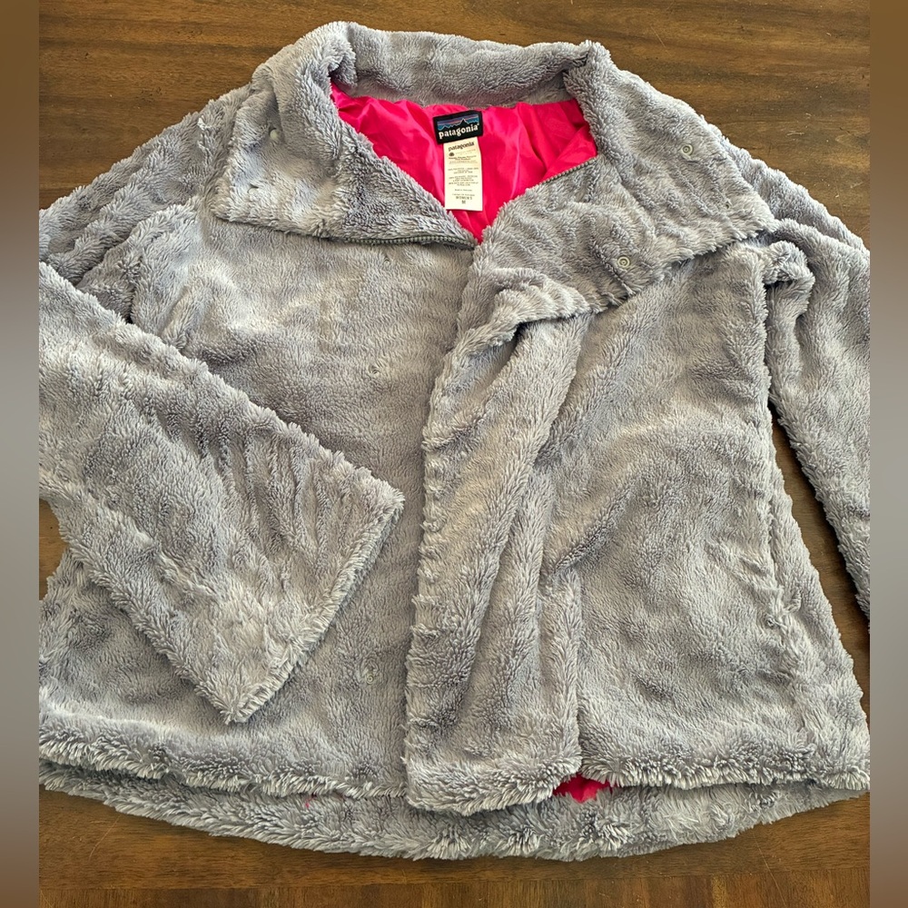 Patagonia Pelage Jacket Women’s Medium Gray Snap Fleece Coat Soft Fuzzy